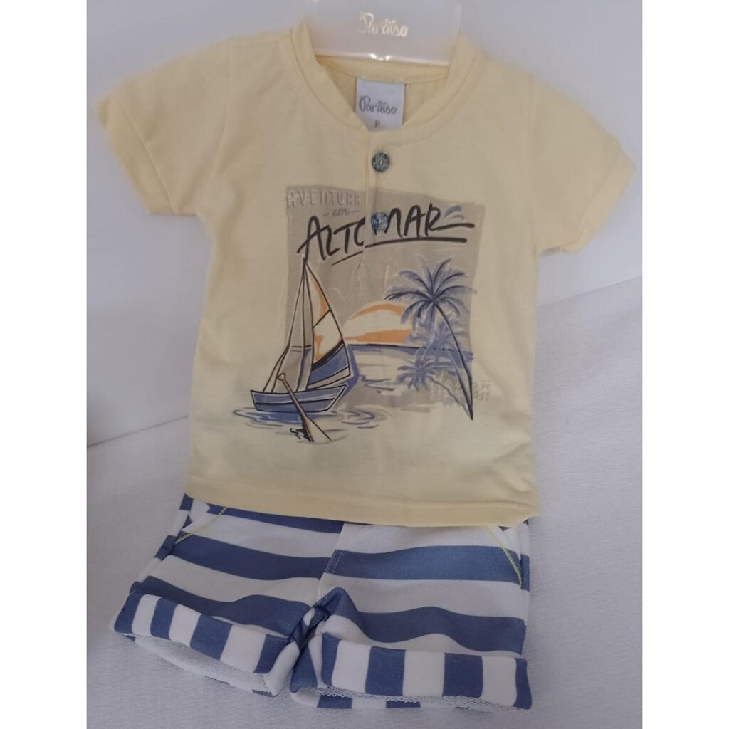 Conjunto Bebê Menino Camisa Estampada Bermuda Paraiso 13969