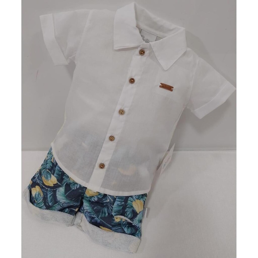 Conjunto Bebê Menino Camisa + Shorts Estampado Paraiso 13968