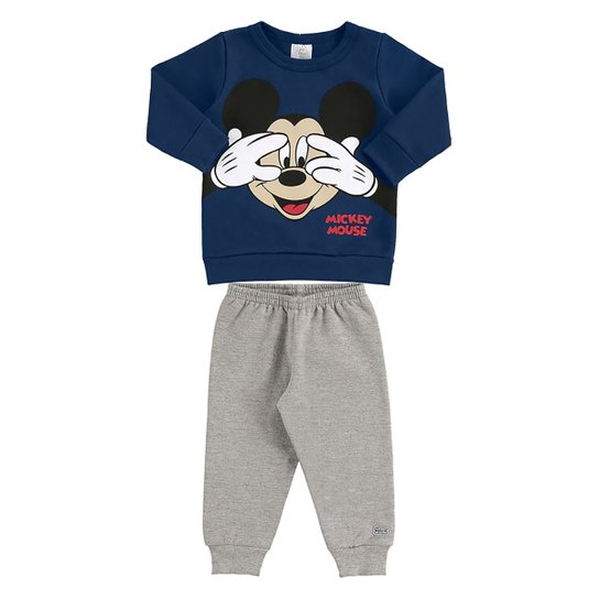 Conjunto Bebê Moletom Disney By Marlan Mickey Mouse Masculino - Marinho Menor preço em Conjunto Bebê Moletom Disney By Marlan Mickey Mouse Masculino - Marinho