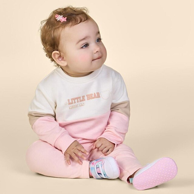 CONJUNTO BEBÊ MOLETOM E MOLECOTTON ROSA ANGEL KAMYLUS