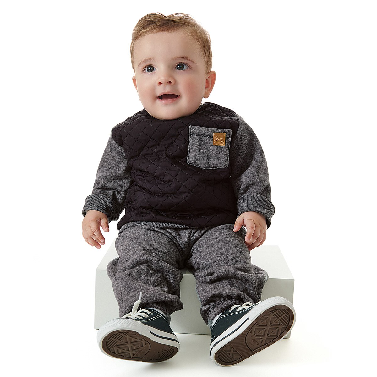 Conjunto Bebê Up Baby Blusa Matelassê + Calça Masculino - 1