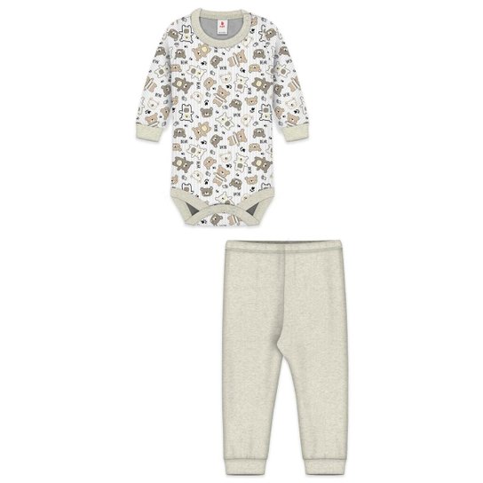 Conjunto Bebê Zupt Baby Estampado longo Ursinho Mescla - Mescla Menor preço em Conjunto Bebê Zupt Baby Estampado longo Ursinho Mescla - Mescla