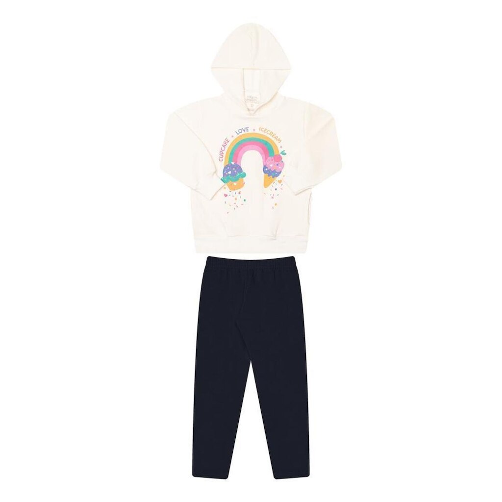 Conjunto Bicho Bagunca Moletom Estampa Arco Iris Com Capuz