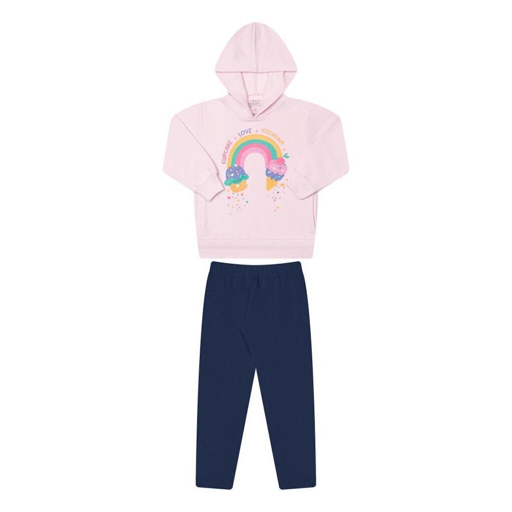 Conjunto Bicho Bagunca Moletom Estampa Arco Iris Com Capuz