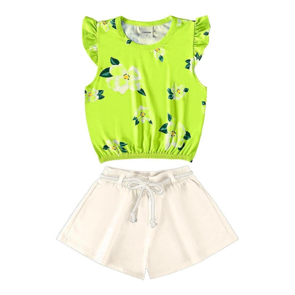 Conjunto Blusa Com Shorts Floral Menina Kids