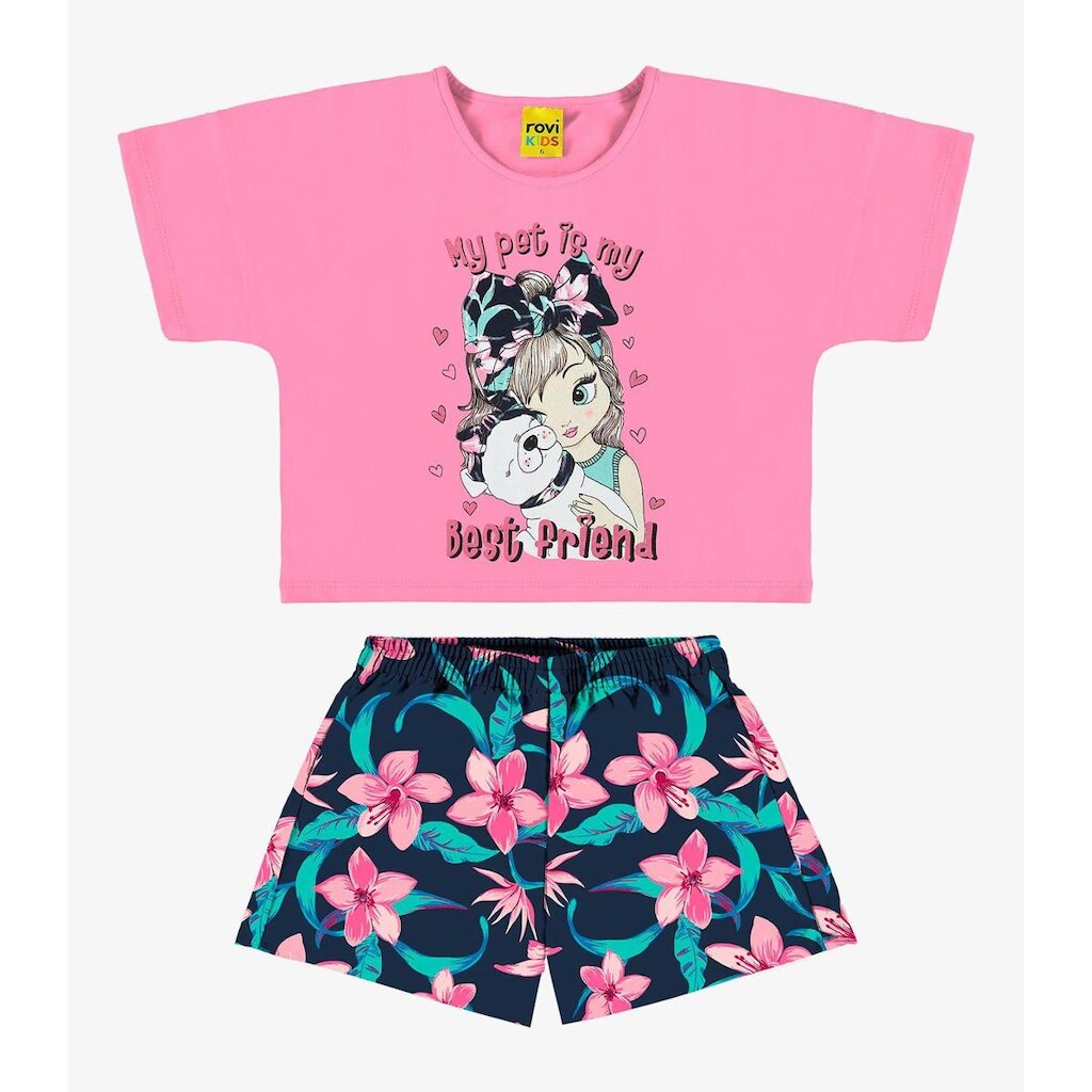 Conjunto Blusa com Shorts Rovi Kids Rosa