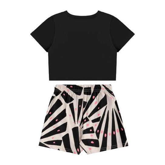 Conjunto Blusa Cropped e Short-Saia Bee Loop