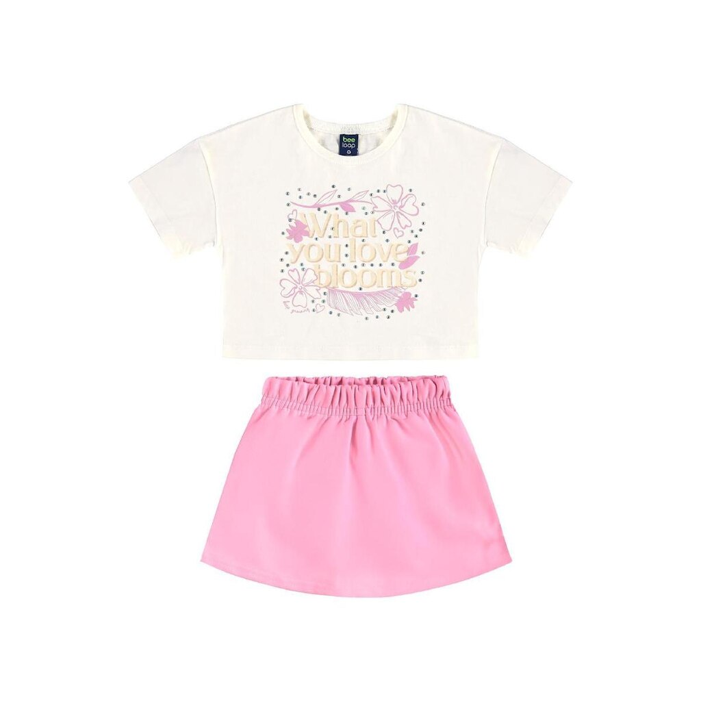 Conjunto Blusa Cropped Short-Saia Bee Loop