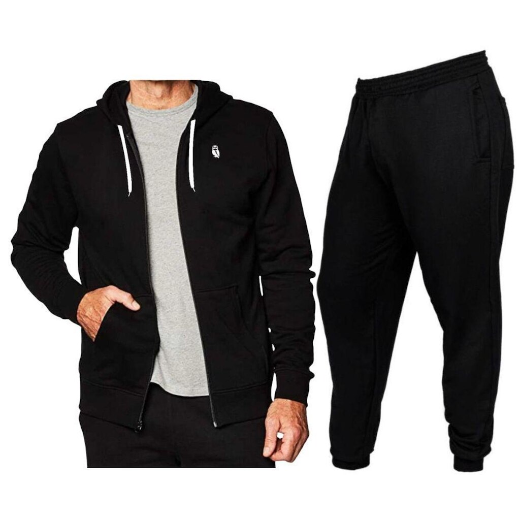 Conjunto Blusa De Moletom Com Ziper Capuz + Calça De Moletom