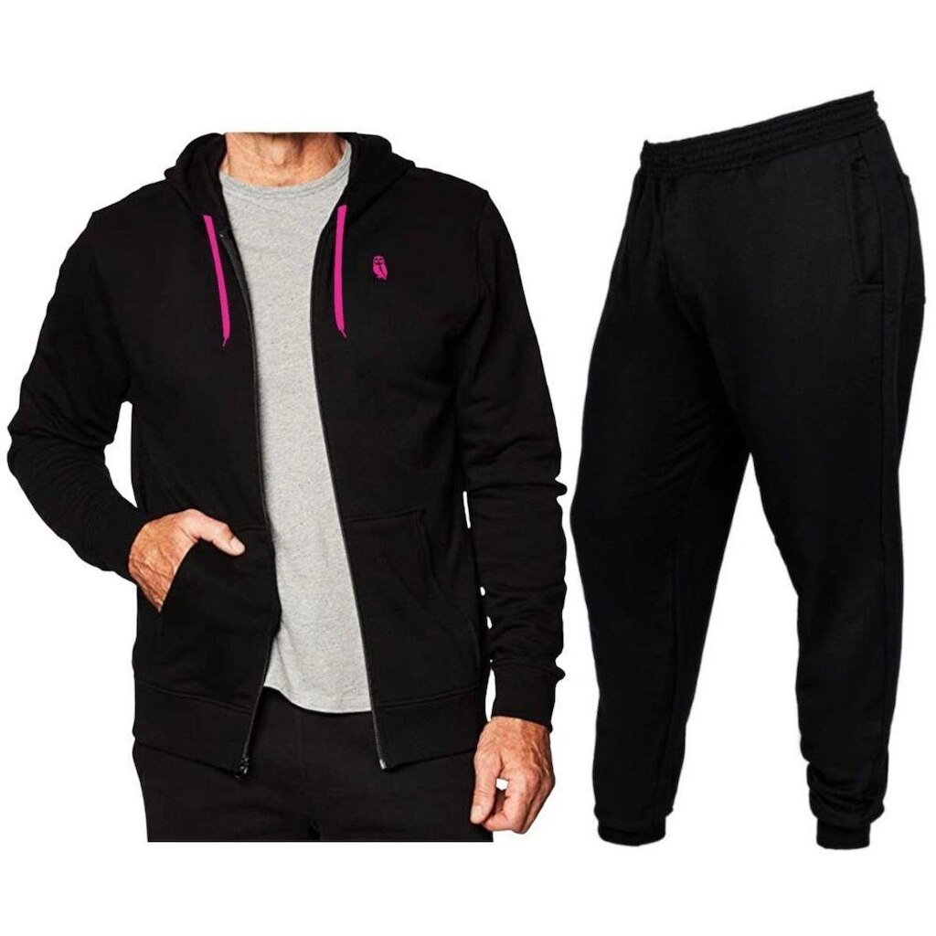 Conjunto Blusa De Moletom Com Ziper Capuz + Calça De Moletom