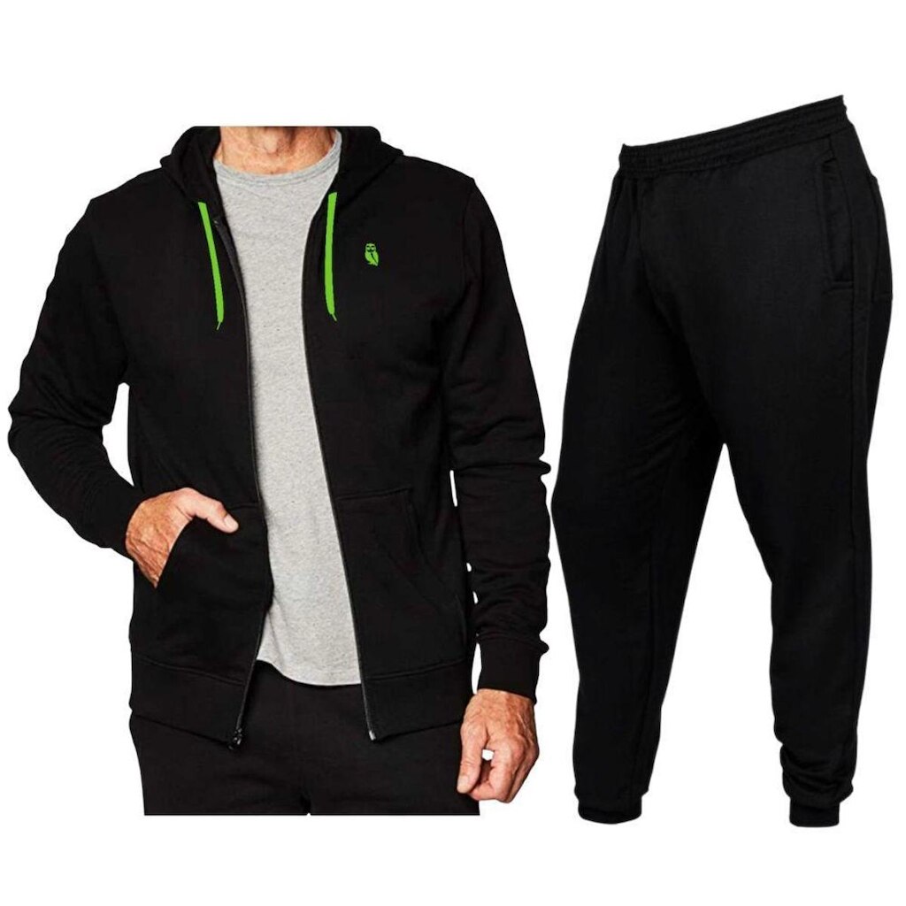 Conjunto Blusa De Moletom Com Ziper Capuz + Calça De Moletom