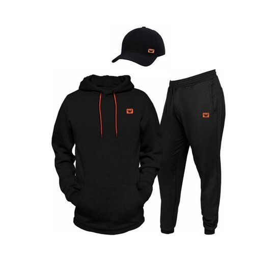Conjunto Blusa E Calça De Moletom + Boné Aba Curva