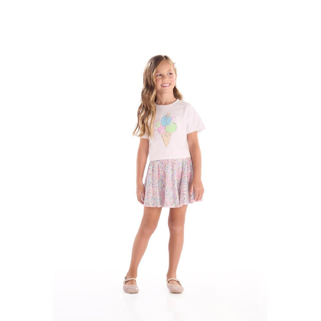 Conjunto Blusa e Saia Brilhante Quimby