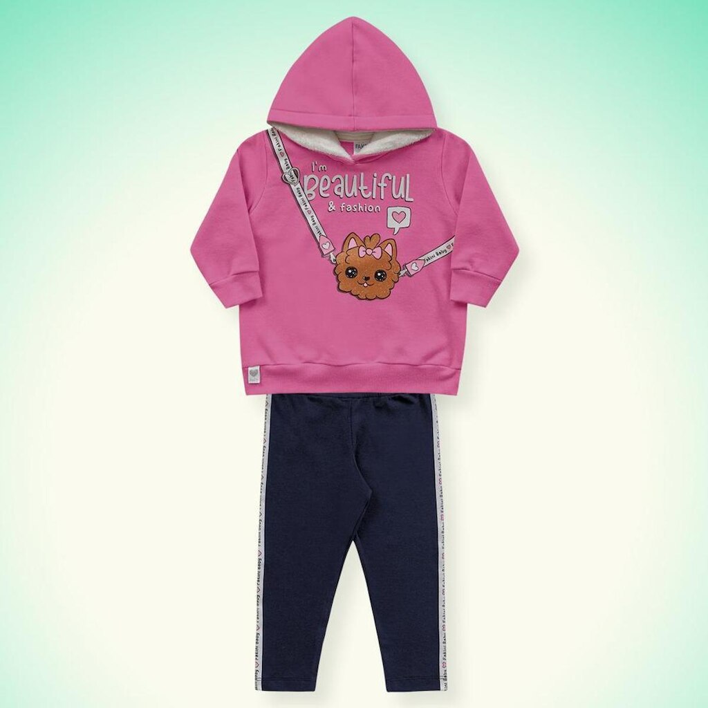 Conjunto Blusão Com Capuz e Legging Fakini
