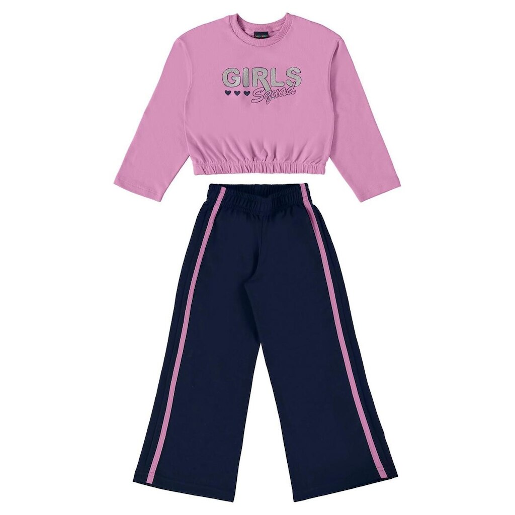 Conjunto Blusão Cropped e Calça Infantil Menina Guloseima