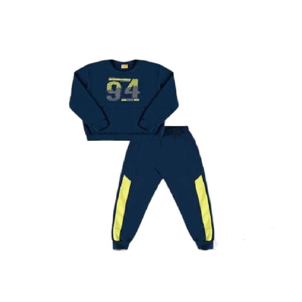 Conjunto Blusão e Calça Moletom Felpado Estampa Com Relevo