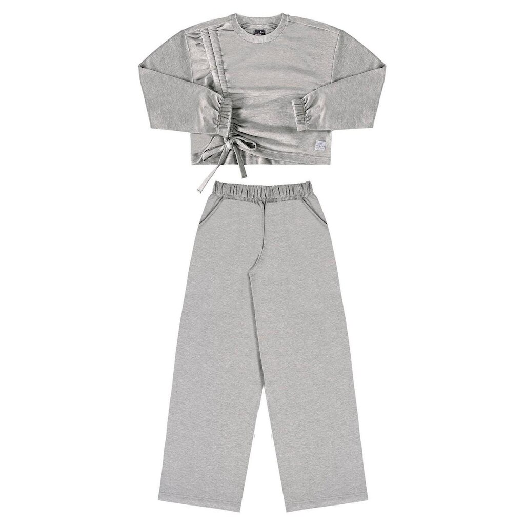 Conjunto Blusão e Calça Wide Leg em Moletom Juvenil Gloss