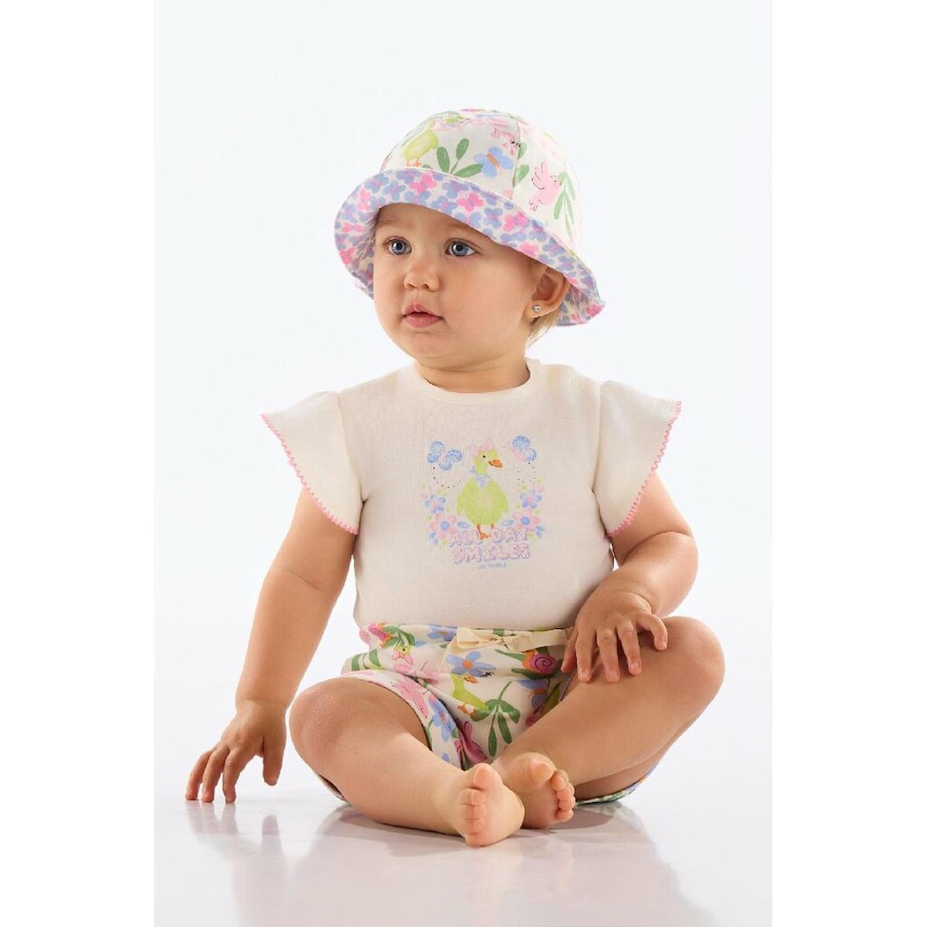 Conjunto Body e Short Floral Bebê Up Baby