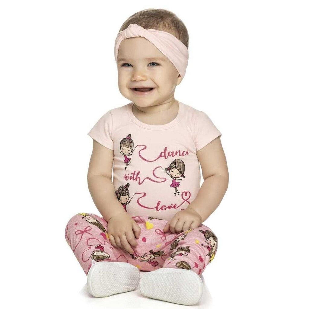 Conjunto Body Infantil Menina Dance Com Faixinha