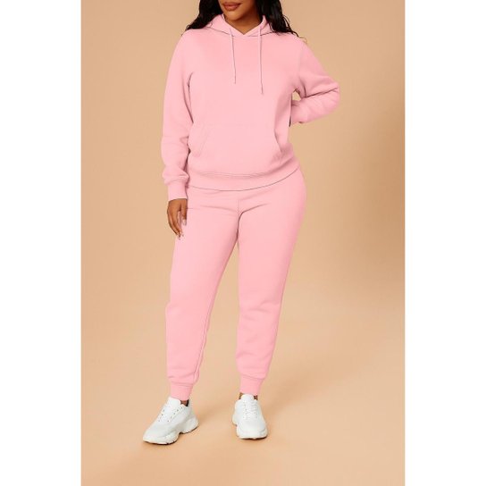 Conjunto Calça e Blusa Academia Jogger Moletom Feminino com Capuz e Bolso Methodic