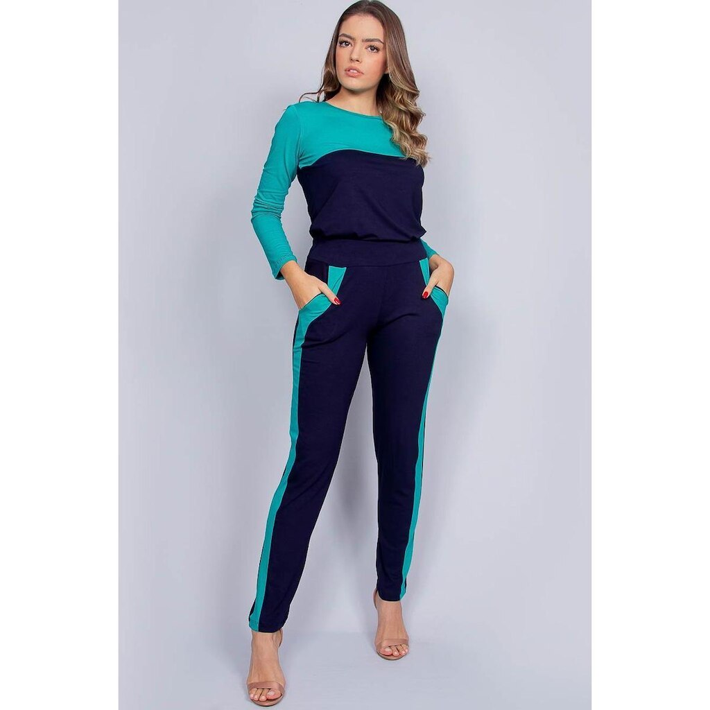 Conjunto Calça e Blusa Manga Longa Maria Paes Marinho e Verde