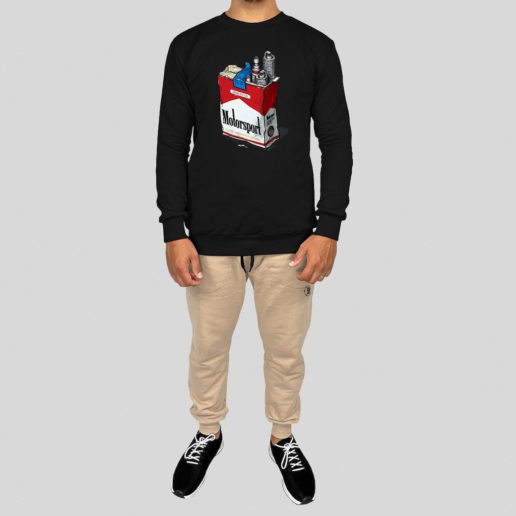 Conjunto Calça e Blusa Moletom Careca Sem Capuz Algodão Estampado Motor