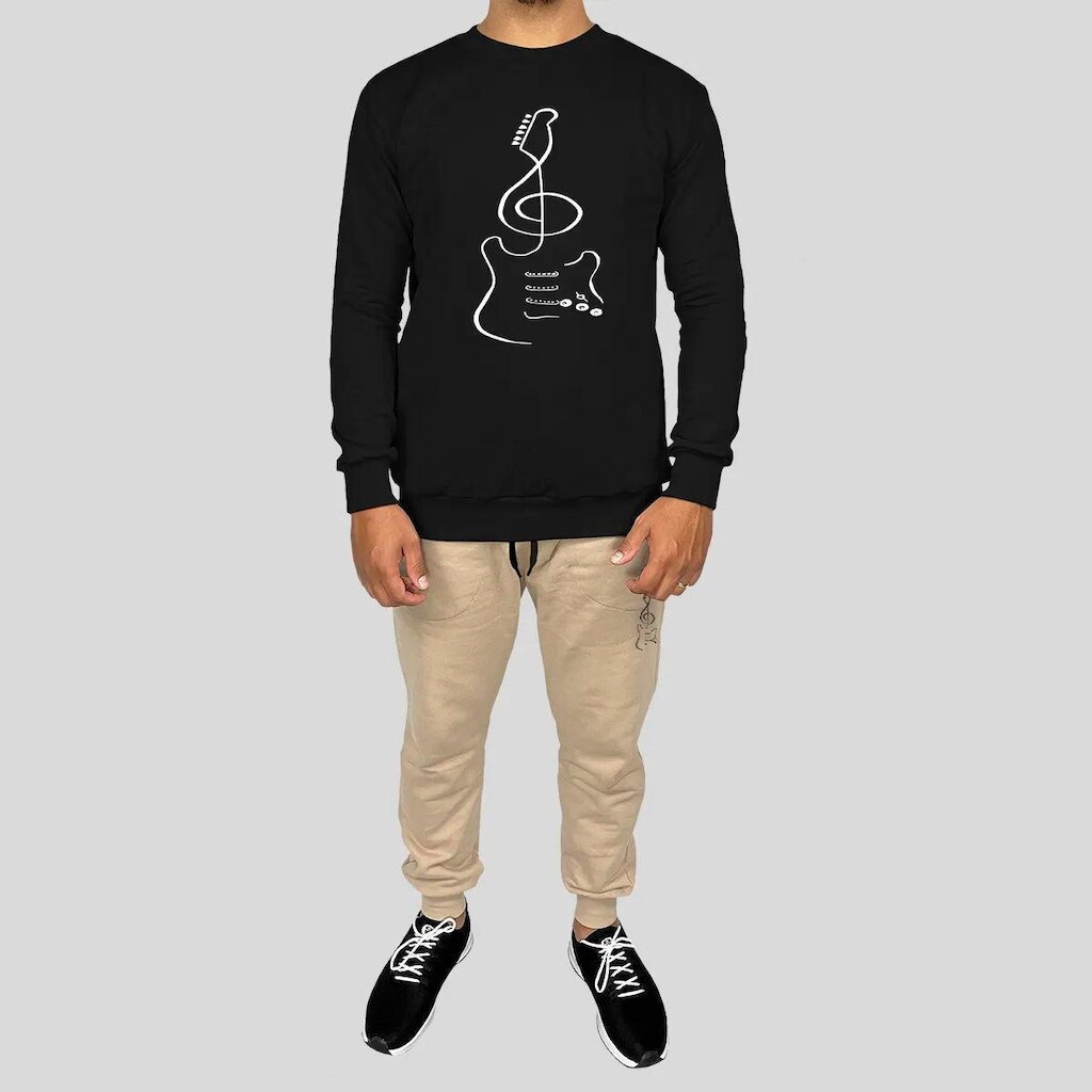 Conjunto Calça e Blusa Moletom Careca Sem Capuz Algodão Estampado Violinha