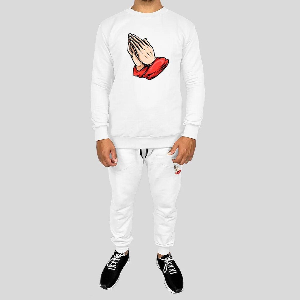 Conjunto Calça e Blusa Moletom Careca Sem Capuz Algodão Reze