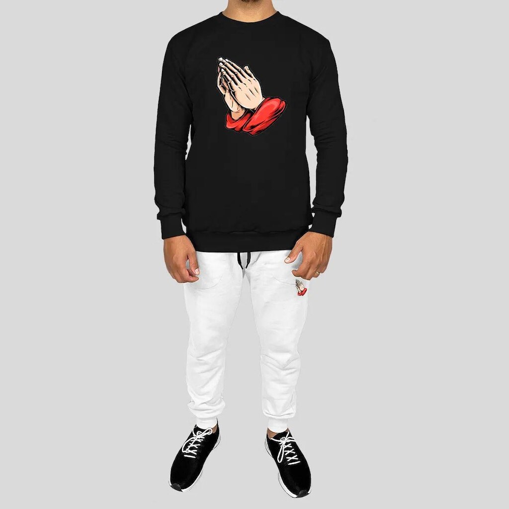 Conjunto Calça e Blusa Moletom Careca Sem Capuz Algodão Reze