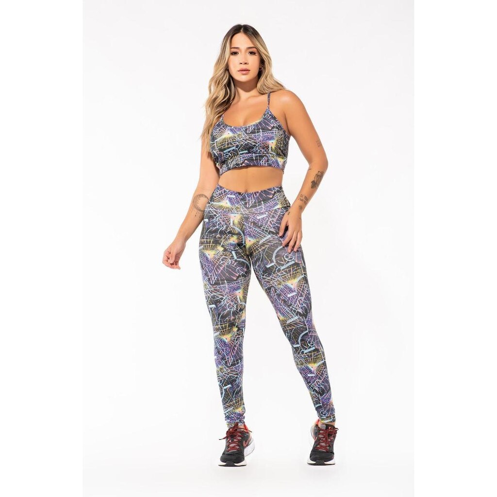 Conjunto Calça e Top Nadador Estampa Em Azul