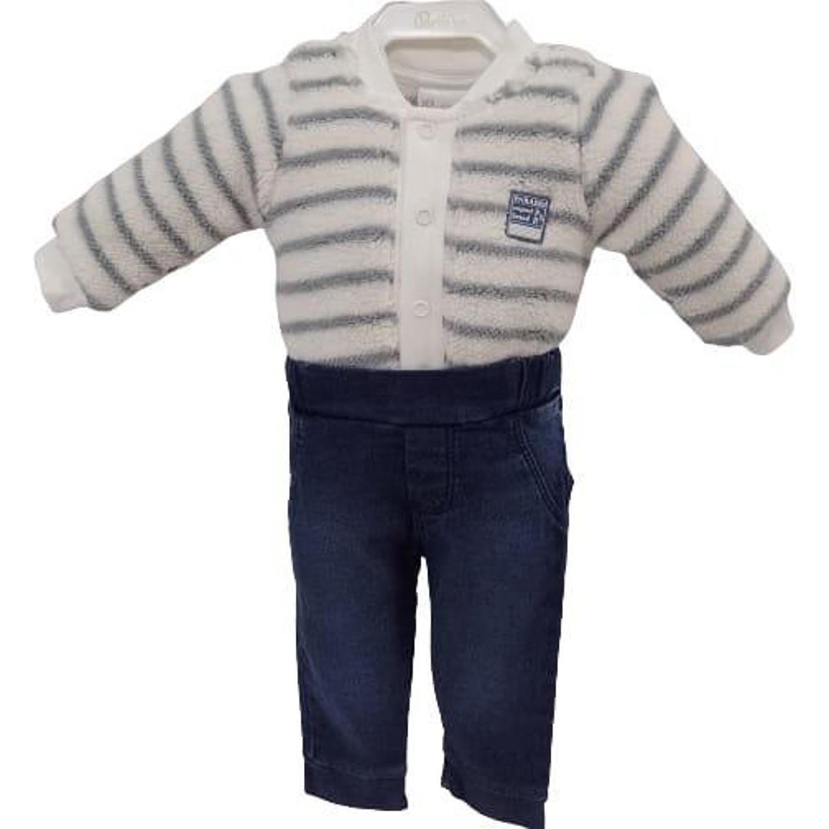 Conjunto Calça Jeans + Body Pelo Bebê Menino Paraiso 13035