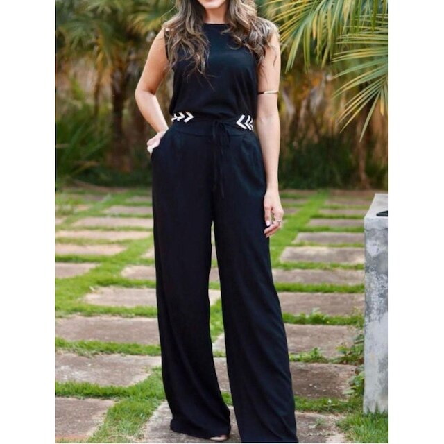 CONJUNTO CALÇA PANTALONA E CAMISETA TSHIRT REGATA ALFAIATARIA