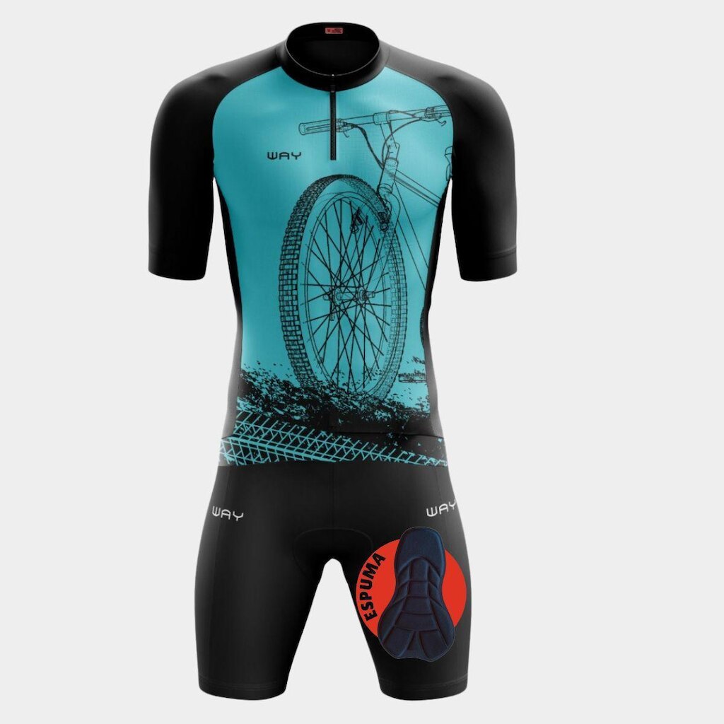 Conjunto Camisa de Ciclismo PRO Manga Curta e Bermuda De Forro Espuma