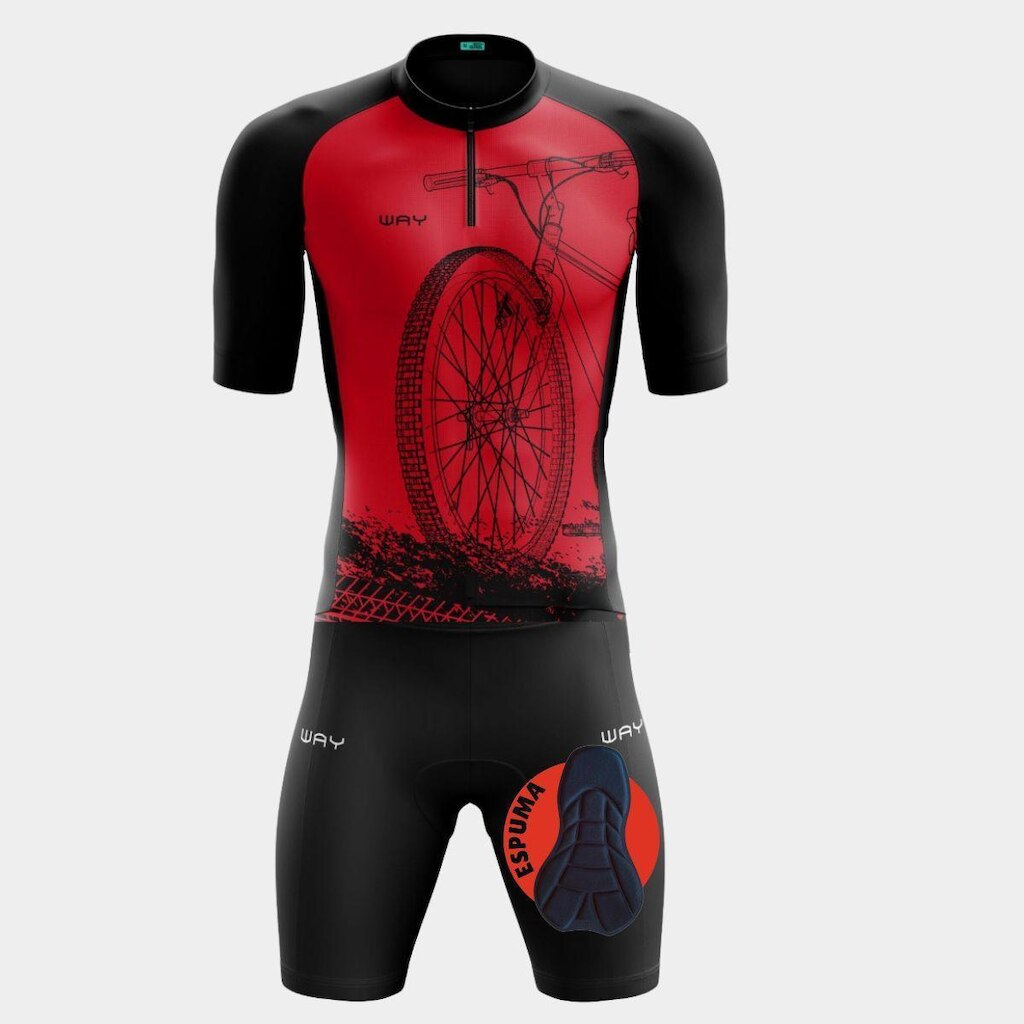 Conjunto Camisa de Ciclismo PRO Manga Curta e Bermuda De Forro Espuma