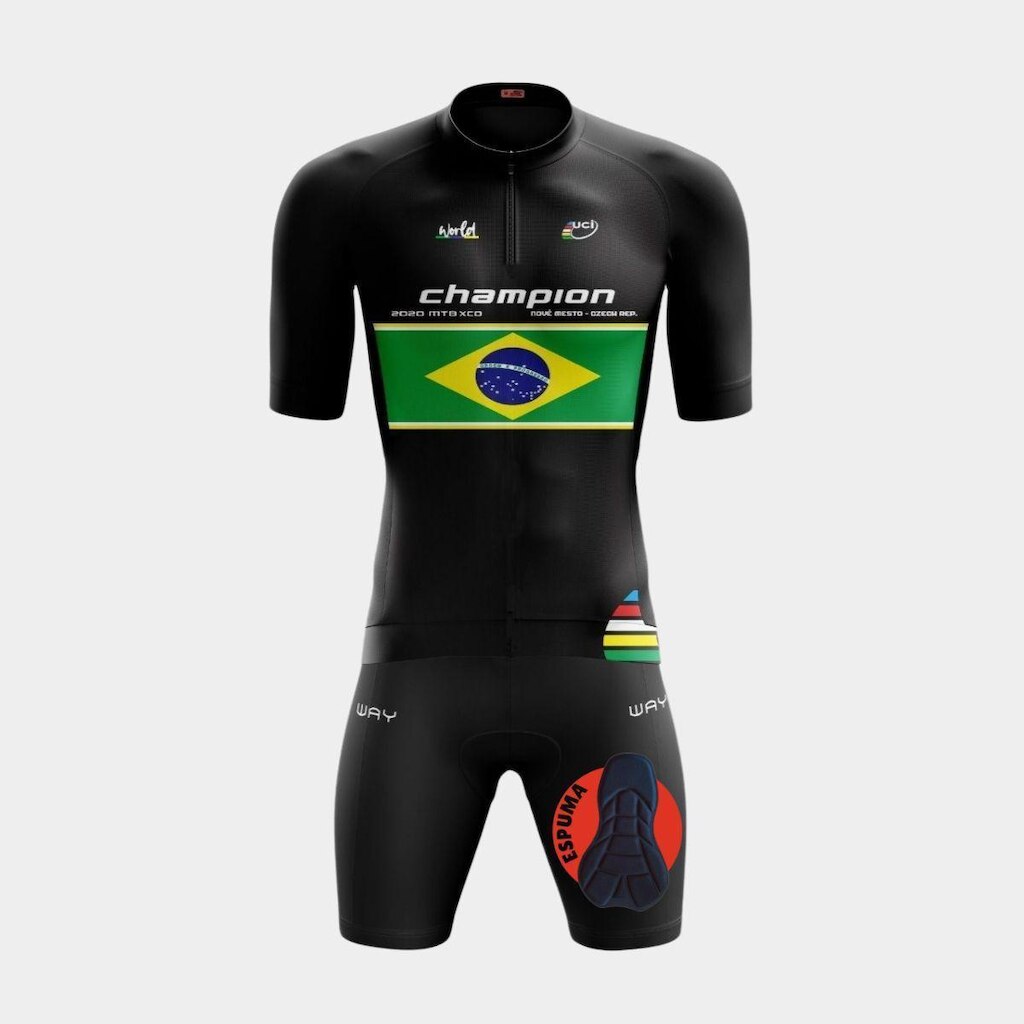 Conjunto Camisa de Ciclismo PRO Manga Curta e Bermuda De Forro Espuma