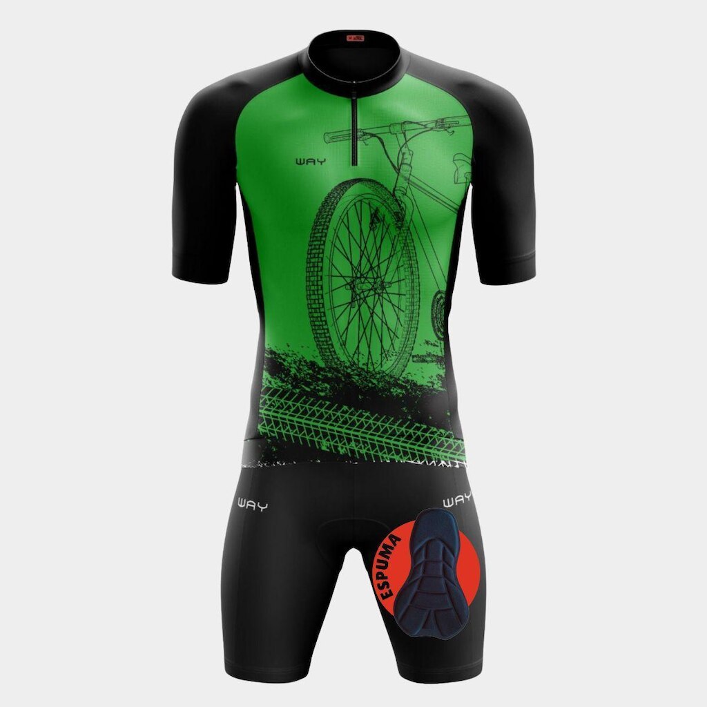 Conjunto Camisa de Ciclismo PRO Manga Curta e Bermuda De Forro Espuma