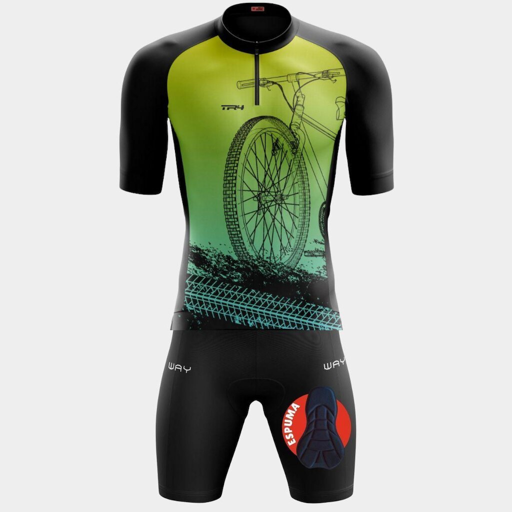 Conjunto Camisa de Ciclismo PRO Manga Curta e Bermuda De Forro Espuma