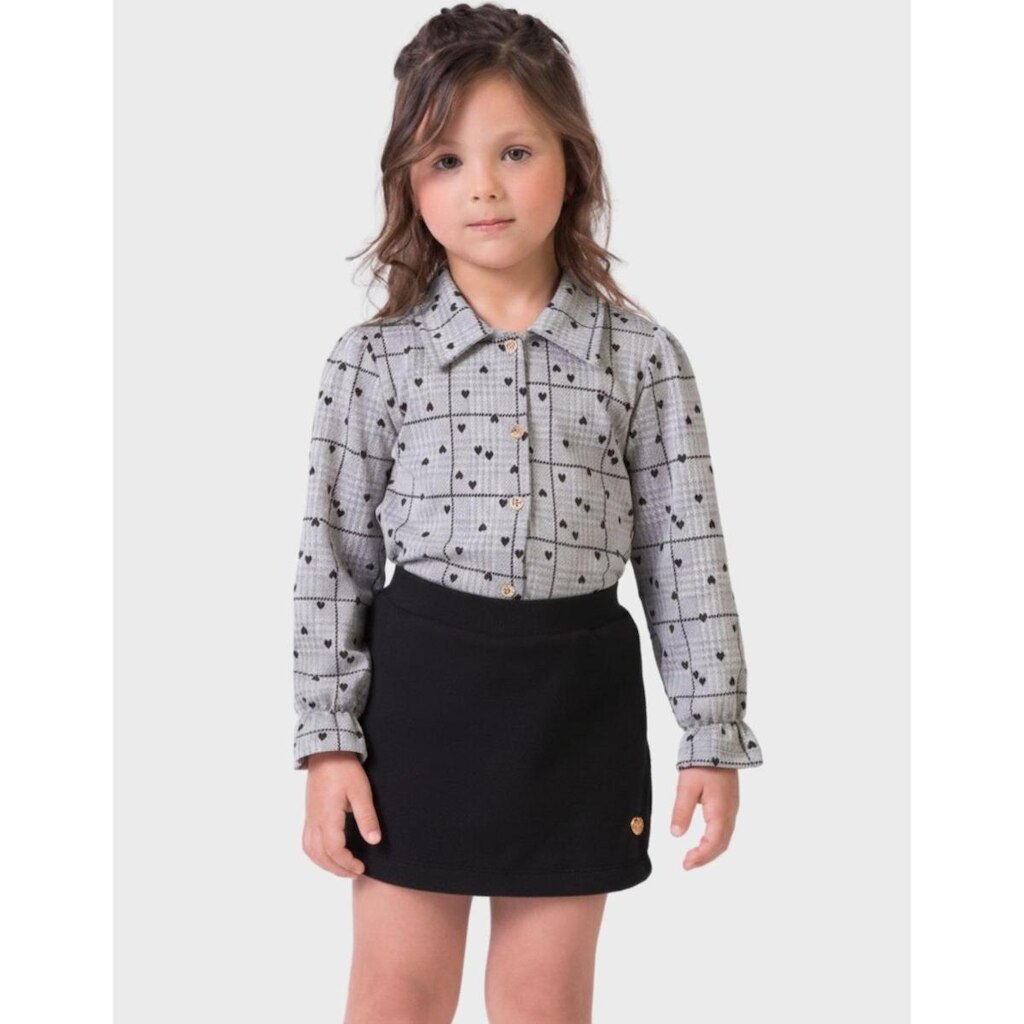 Conjunto camisa e saia vermelho look inverno elegante ideal para ocasiões  Menina 1 a 4 anos