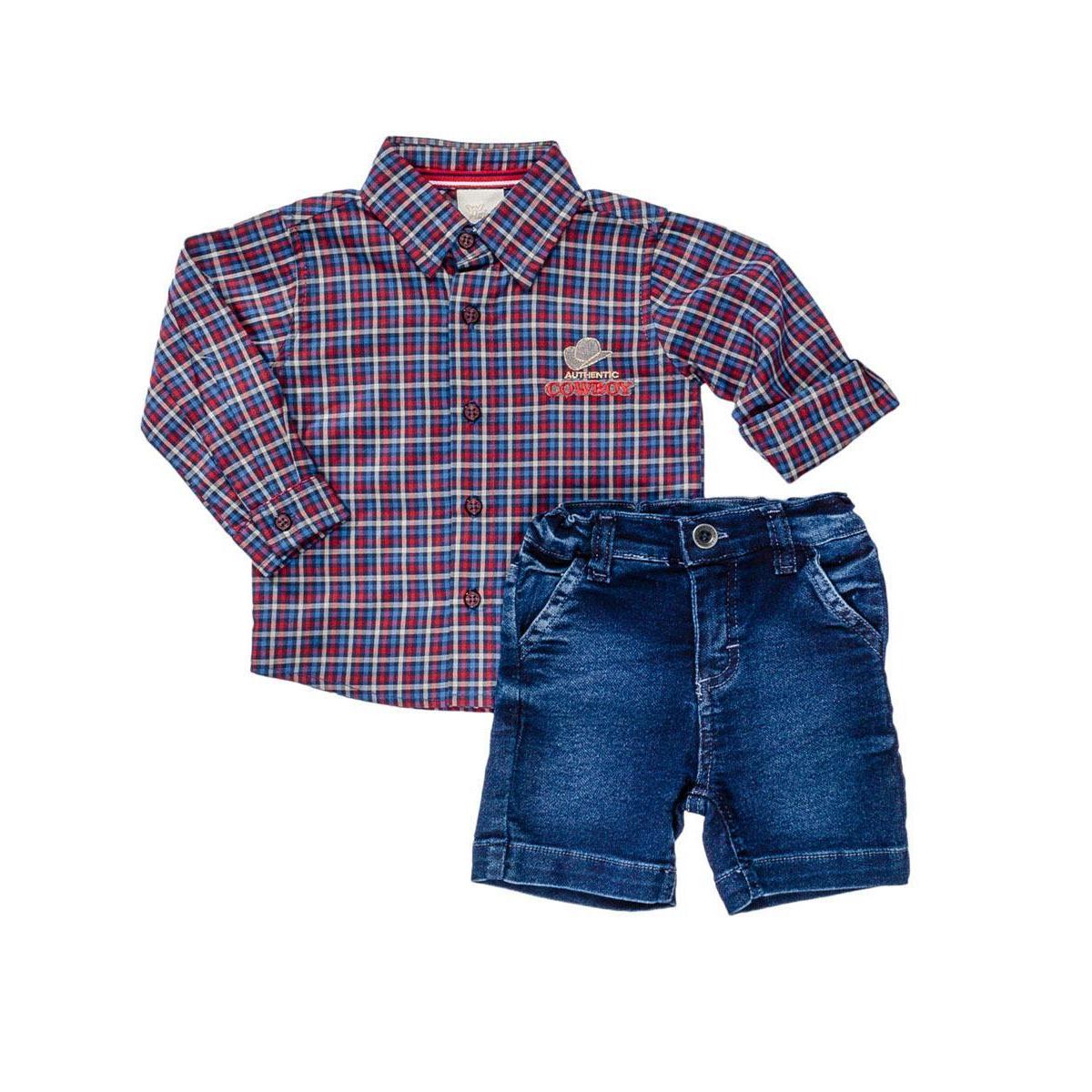 camisa jeans para bebê