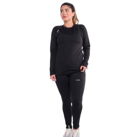 Conjunto Camiseta Blusa Termica Calça Termica Segunda Pele + - Preto Menor preço em Conjunto Camiseta Blusa Termica Calça Termica Segunda Pele + - Preto