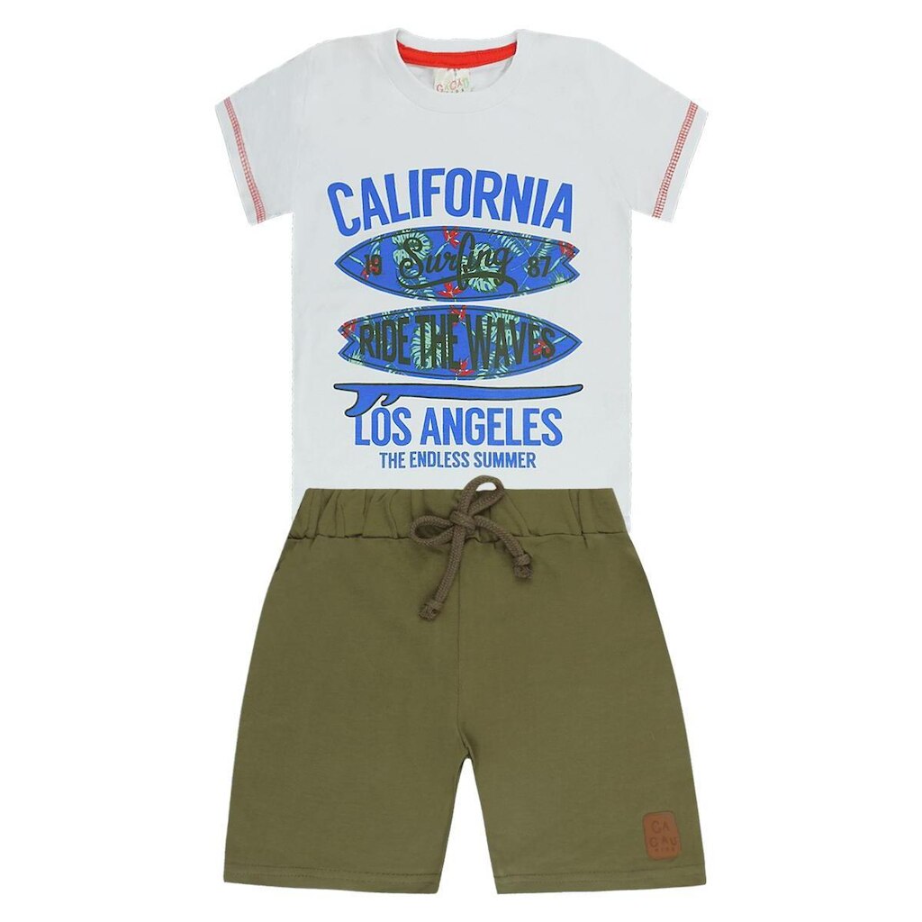 Conjunto Camiseta Califórnia e Bermuda - Cacau Kids