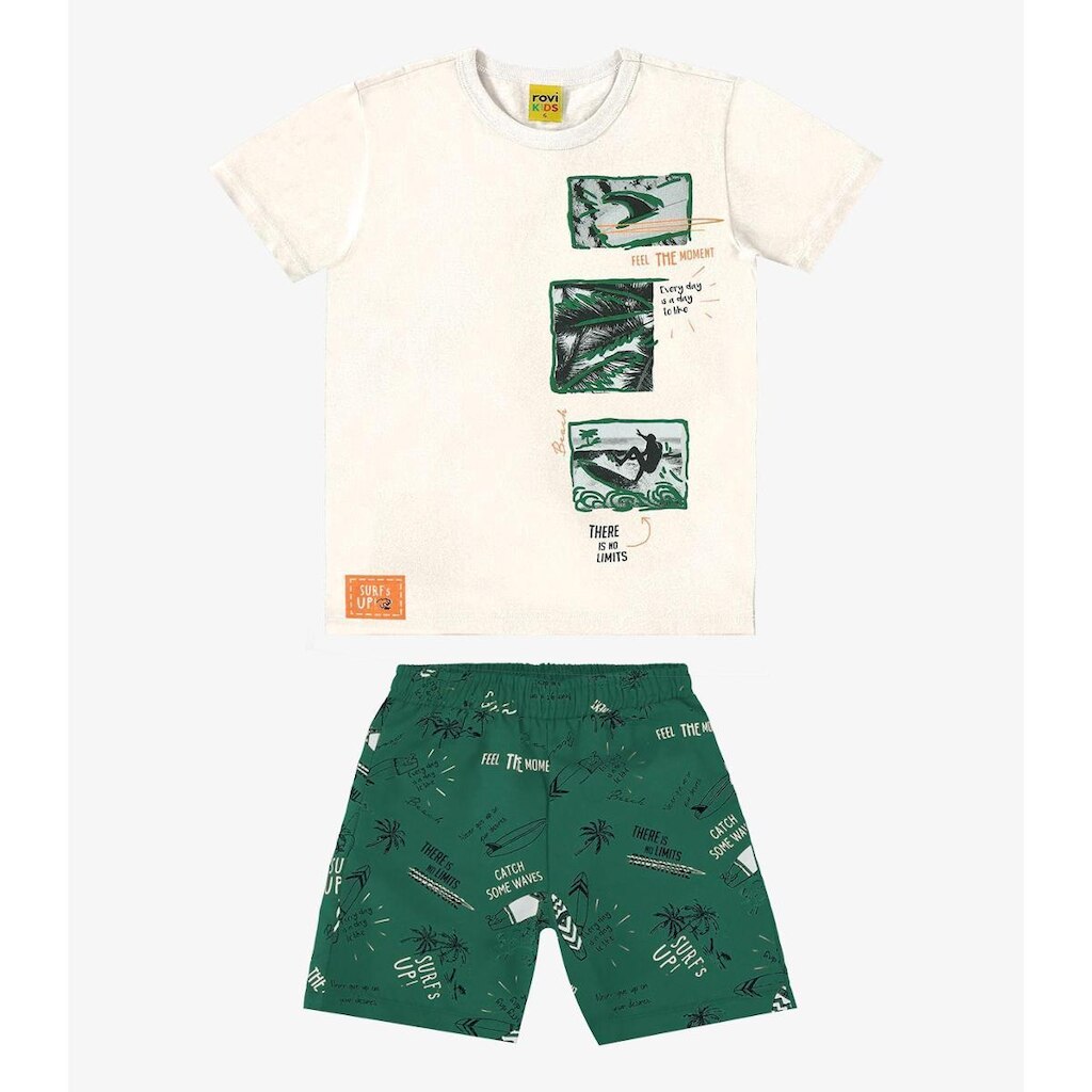 Conjunto Camiseta com Bermuda Rovi Kids Bege