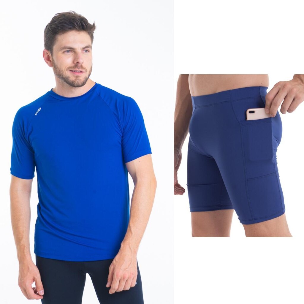 Conjunto Camiseta Curta e Bermuda com Bolso Segunda Pele Snugg Proteção UV50+