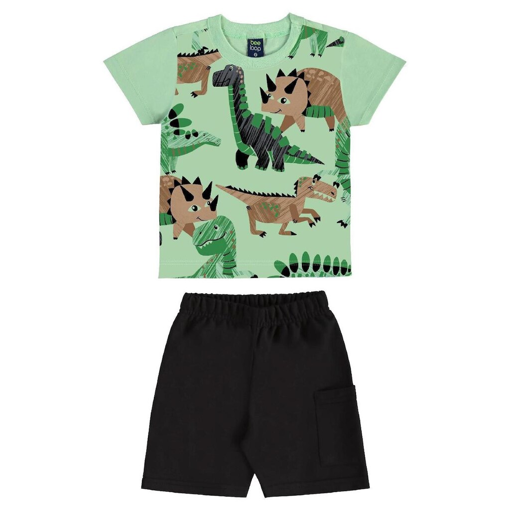 Conjunto Camiseta Dino Bermuda Bee Loop