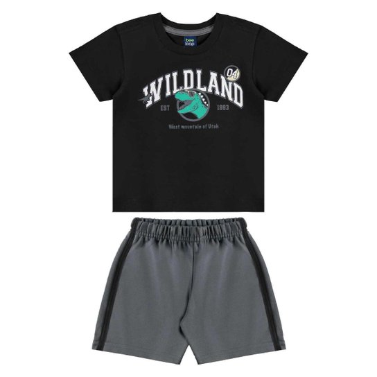 Conjunto Camiseta Dino e Bermuda Bee Loop