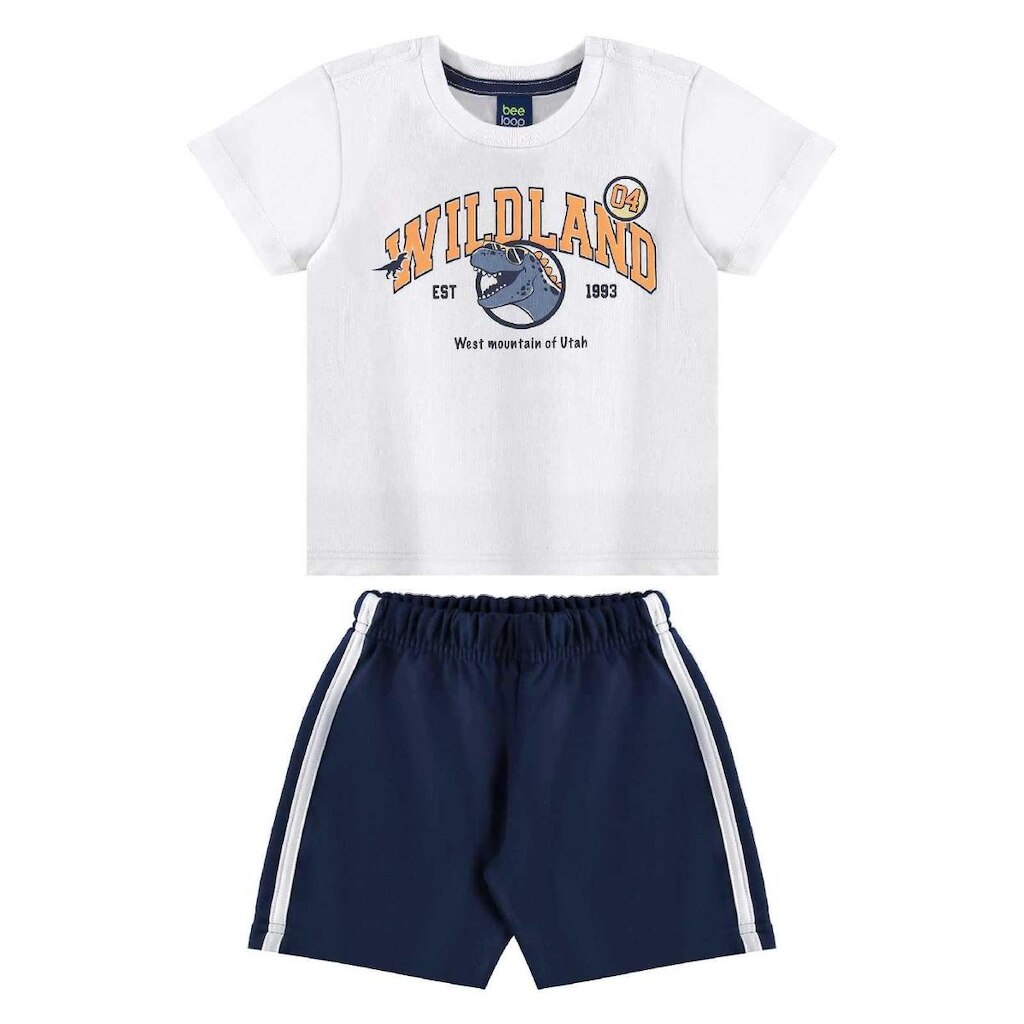 Conjunto Camiseta Dino e Bermuda Bee Loop