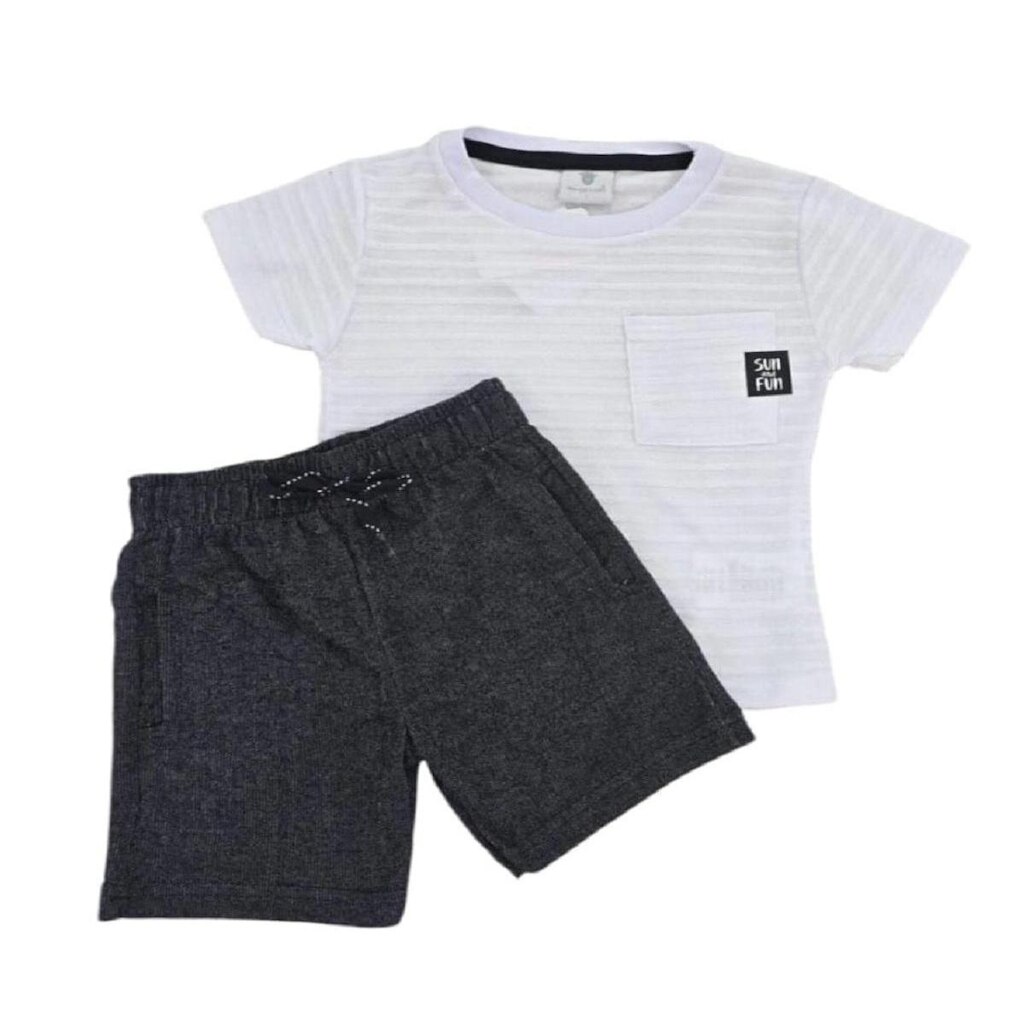 Conjunto Camiseta E Bermuda Malha Náutico E Moletinho Jeans
