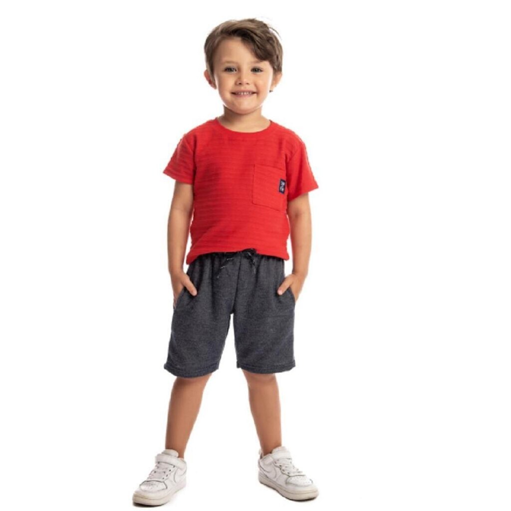 Conjunto Camiseta E Bermuda Malha Náutico E Moletinho Jeans