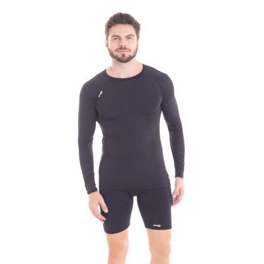 Conjunto Camiseta Longa e Bermuda Segunda Pele Snugg Proteção UV50+ - Preto Menor preço em Conjunto Camiseta Longa e Bermuda Segunda Pele Snugg Proteção UV50+ - Preto