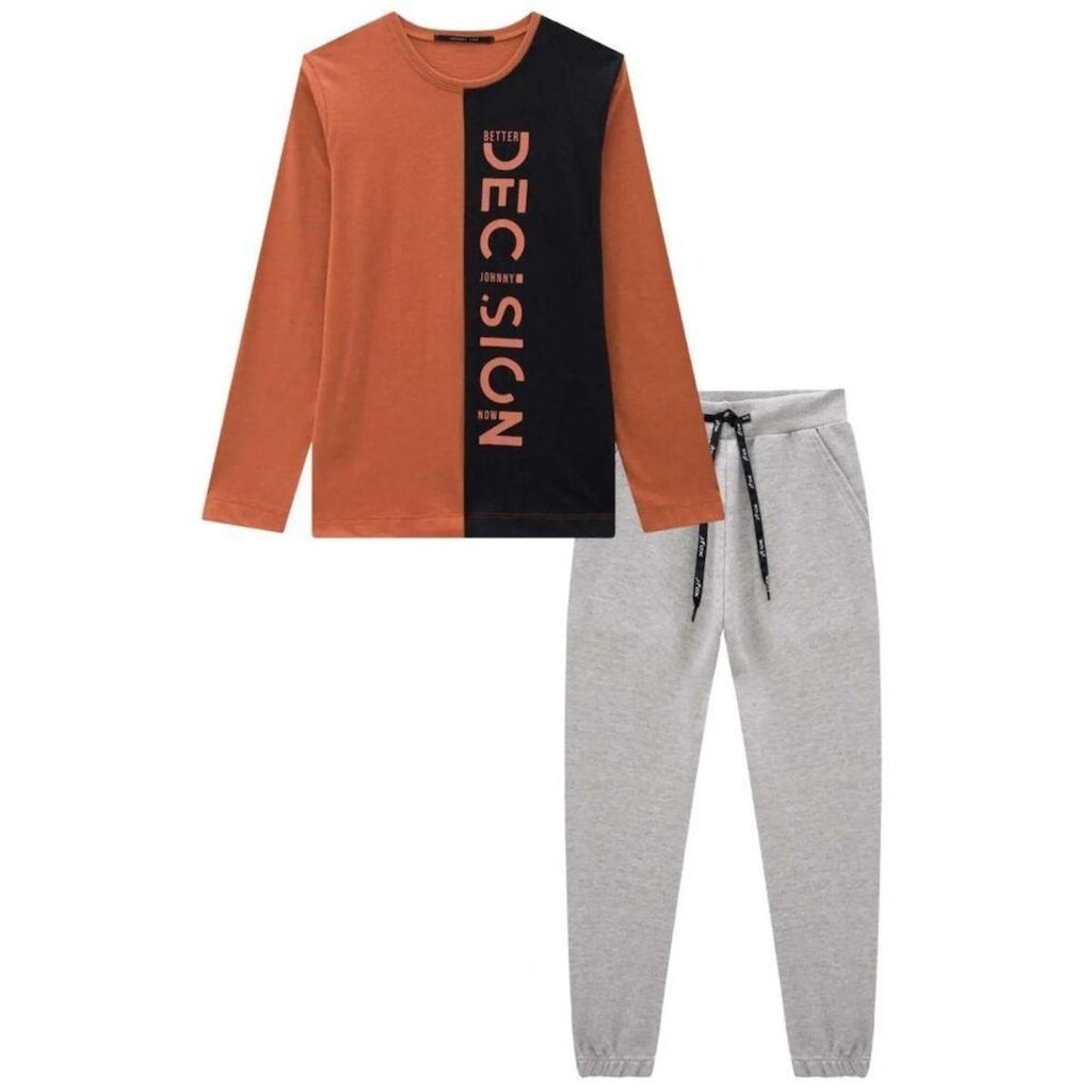 Conjunto Camiseta Manga Longa e Calça Caramelo